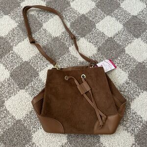 Brown Corduroy Bucket Bag